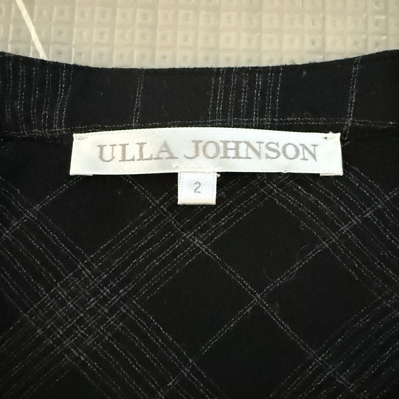 Ulla‎ Johnson Women's Size 2 Wool Plaid Popover Top Ruched Silk Back - Picture 3 of 7